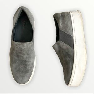 Vince Warren Gray Platform Suede Slip-On Sneakers